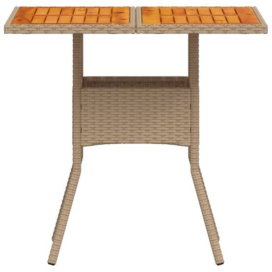ComfortXL - Table Carrée de Repas 80cm pour Terrasse, Polyrotin Beige et Plateau en Bois d'Acacia Massif – ComfortXL Outdoor Living - Image 5