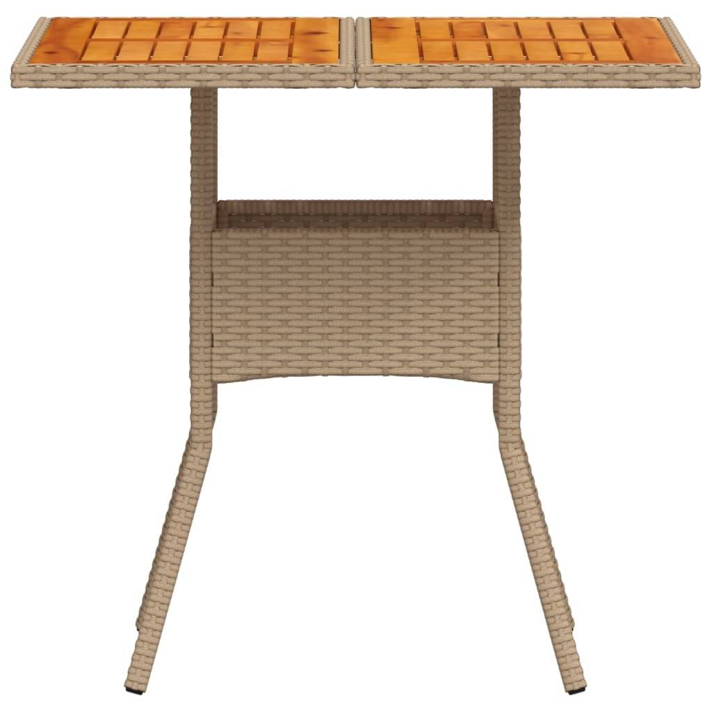 ComfortXL - Table Carrée de Repas 80cm pour Terrasse, Polyrotin Beige et Plateau en Bois d'Acacia Massif – ComfortXL Outdoor Living - Image 5
