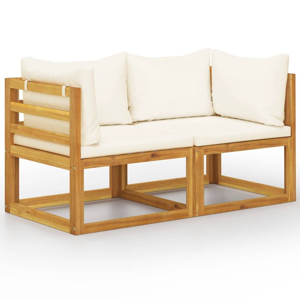 Helloshop26 - Banc de jardin 70 x 70 x 60 cm meuble de patio d'extérieur terrasse à 2 places avec coussins blanc crème - Imagen 1