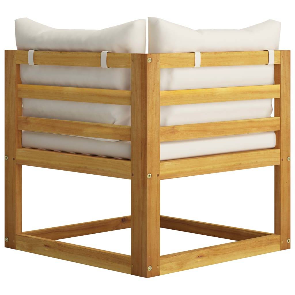 Helloshop26 - Banc de jardin 70 x 70 x 60 cm meuble de patio d'extérieur terrasse à 2 places avec coussins blanc crème - Imagen 5