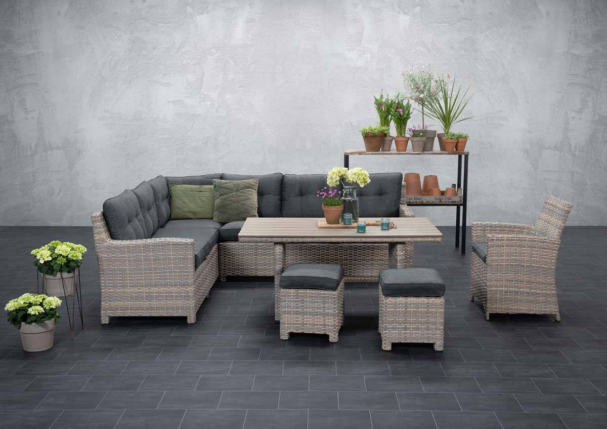 Garden Impressions - Mobilier L/D Seagull 5 pcs G saule ancien en L/reflex noir - Garden Impressions - Imagen 4