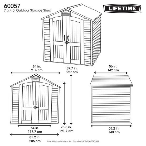 Lifetime - Abri de jardin résine 2.92m2 (2,1 3m x 1,37 m) LIFETIME #60057 - Image 8