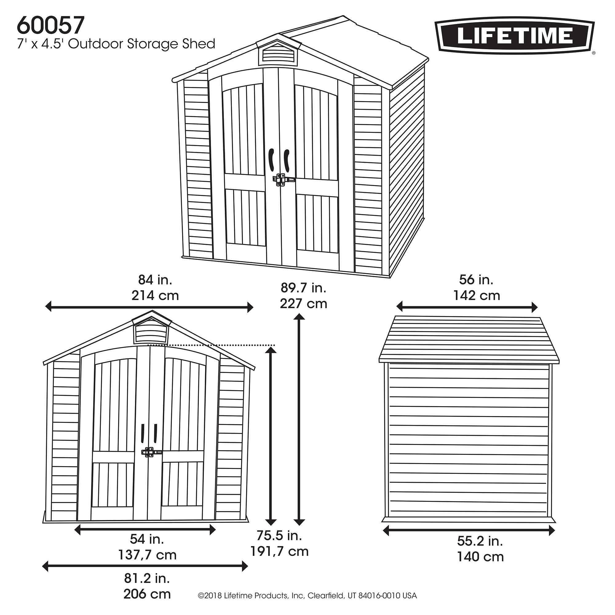 Lifetime - Abri de jardin résine 2.92m2 (2,1 3m x 1,37 m) LIFETIME #60057 - Image 8