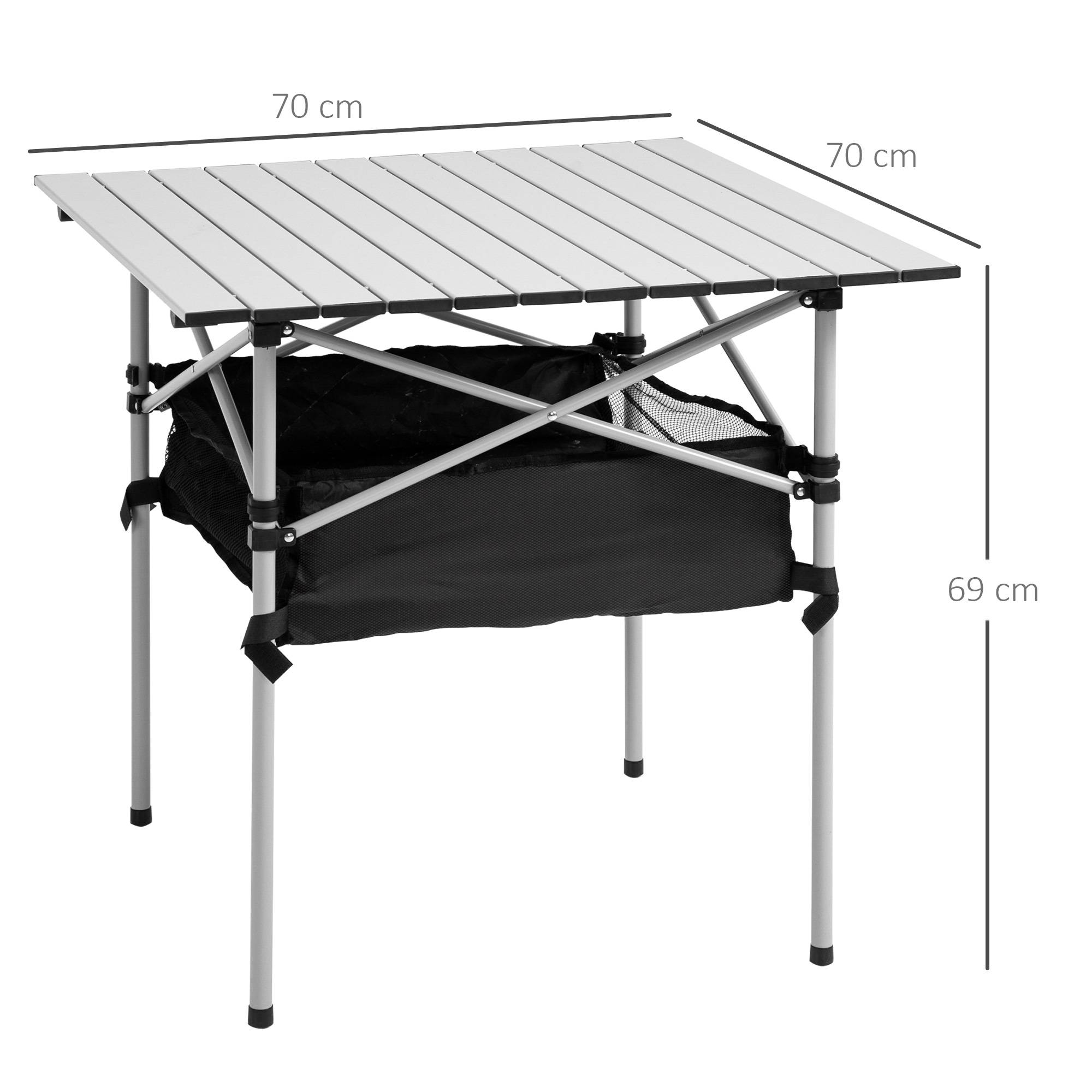ComfortXL - Table camping pliante aluminium avec rangement filet pique-nique jardin 70 cm argent - ComfortXL Outdoor Living - Image 5