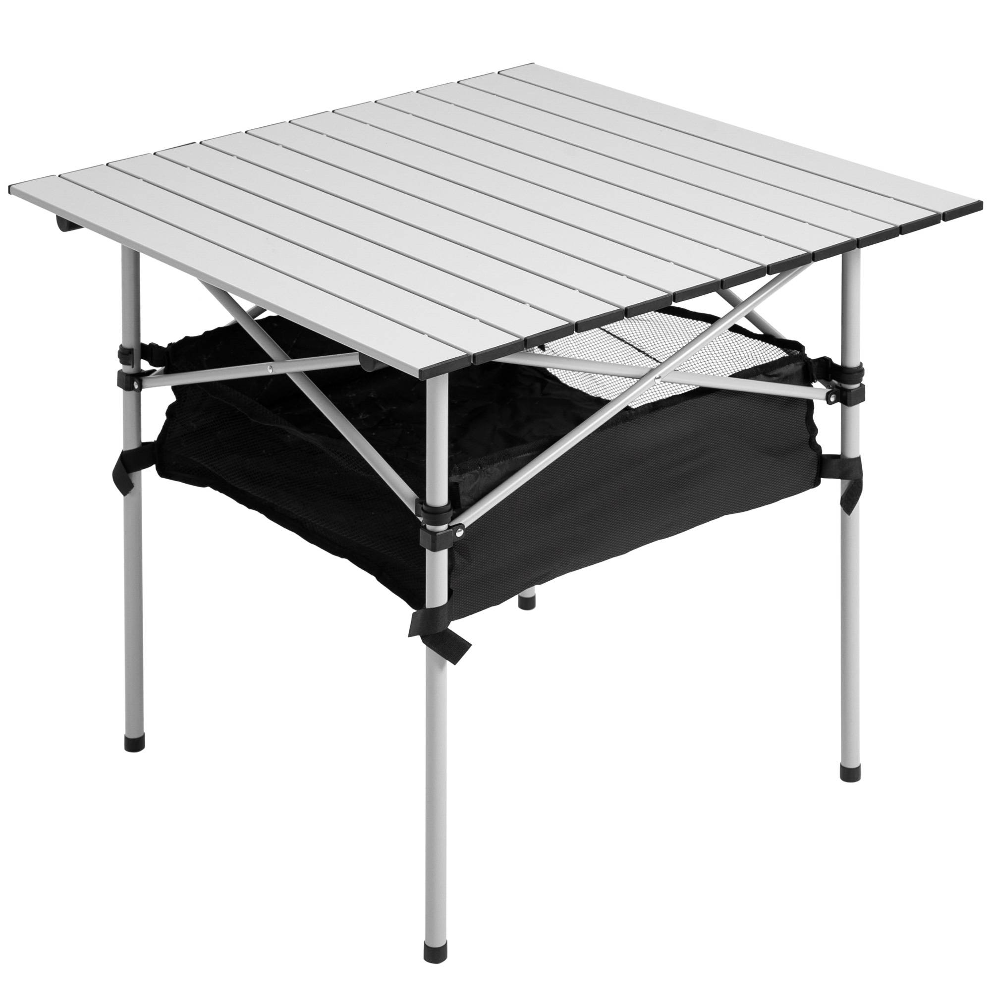 ComfortXL - Table camping pliante aluminium avec rangement filet pique-nique jardin 70 cm argent - ComfortXL Outdoor Living - Image 2