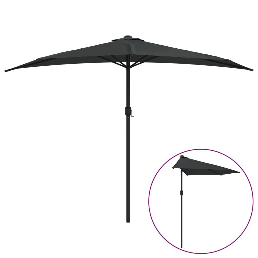 PANGIVO - Demi-parasol aluminium noir 300 x 155 x 223 cm - PANGIVO - Image 2