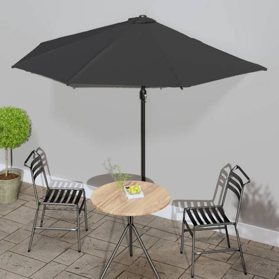 PANGIVO - Demi-parasol aluminium noir 300 x 155 x 223 cm - PANGIVO - Image 1