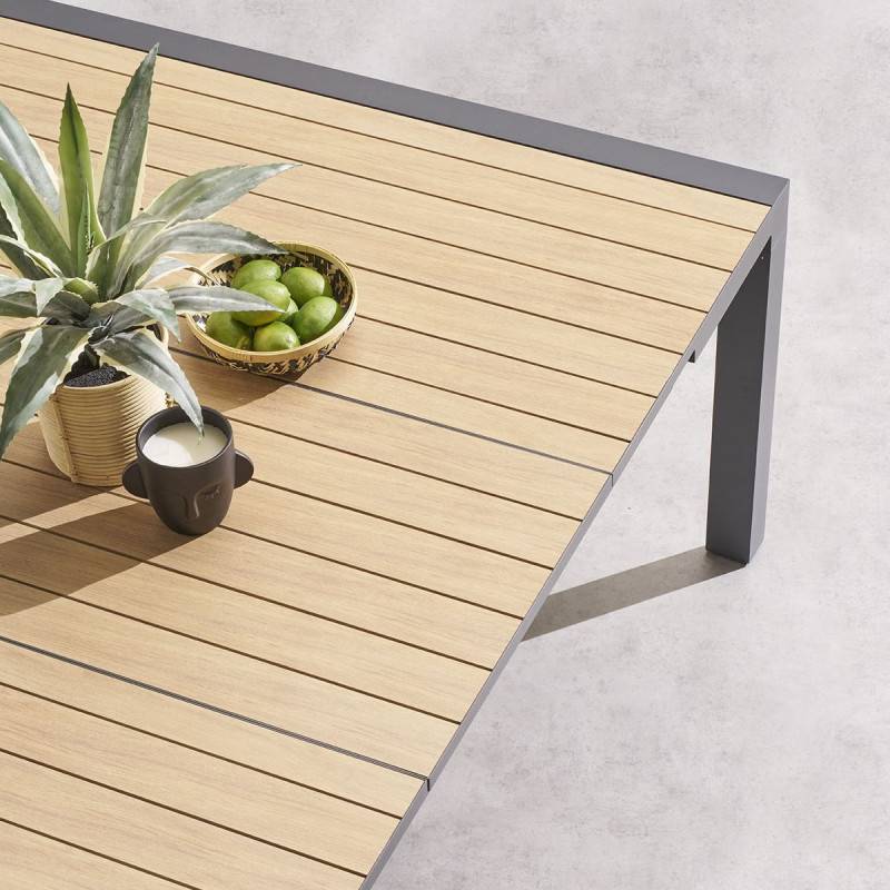 Hesperide - Table de jardin extensible carrée "Évasion" effet bois honey & argile 10 places lates en aluminium - Hespéride - Image 9
