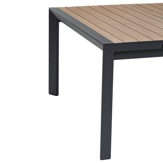 Hesperide - Table de jardin extensible carrée "Évasion" effet bois honey & argile 10 places lates en aluminium - Hespéride - Image 4