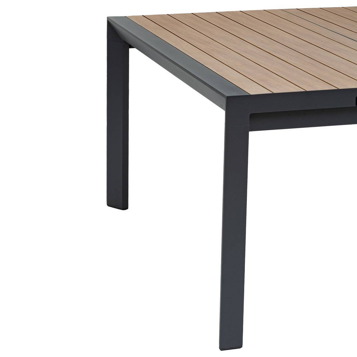 Hesperide - Table de jardin extensible carrée "Évasion" effet bois honey & argile 10 places lates en aluminium - Hespéride - Image 4