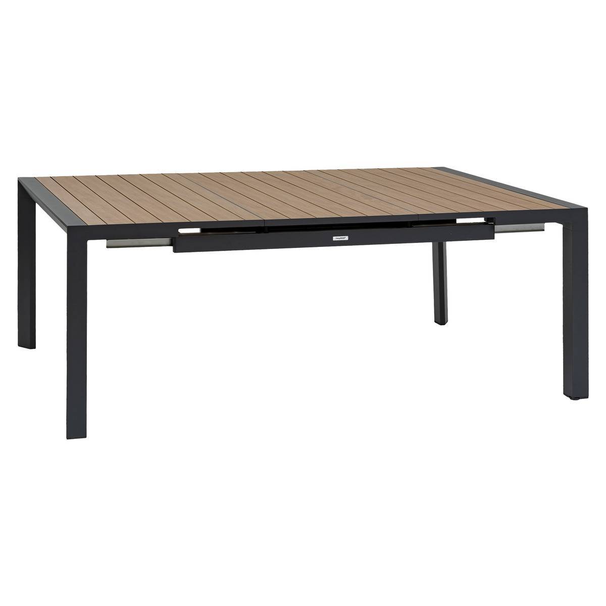 Hesperide - Table de jardin extensible carrée "Évasion" effet bois honey & argile 10 places lates en aluminium - Hespéride - Image 2