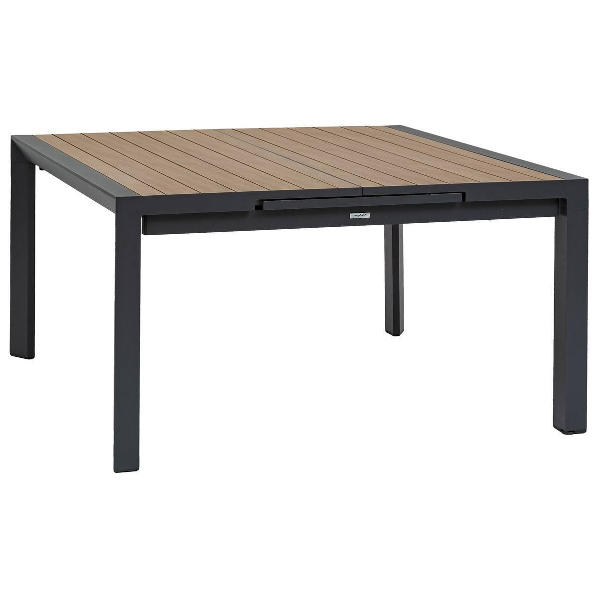 Hesperide - Table de jardin extensible carrée "Évasion" effet bois honey & argile 10 places lates en aluminium - Hespéride - Image 3