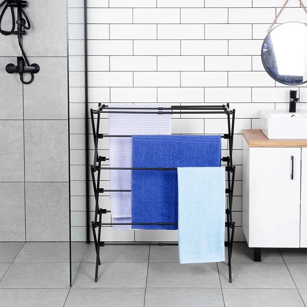 Importdistrib - Etendoir a linge vertical extensible en métal noir 47-78 x 94 cm - Image 6