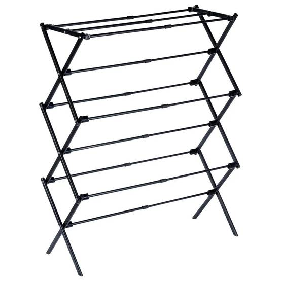 Importdistrib - Etendoir a linge vertical extensible en métal noir 47-78 x 94 cm - Image 1