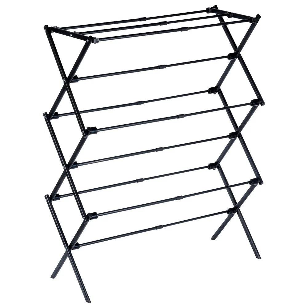 Importdistrib - Etendoir a linge vertical extensible en métal noir 47-78 x 94 cm - Image 1