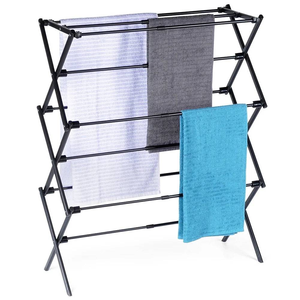 Importdistrib - Etendoir a linge vertical extensible en métal noir 47-78 x 94 cm - Image 2