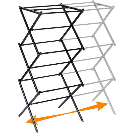 Importdistrib - Etendoir a linge vertical extensible en métal noir 47-78 x 94 cm - Image 4