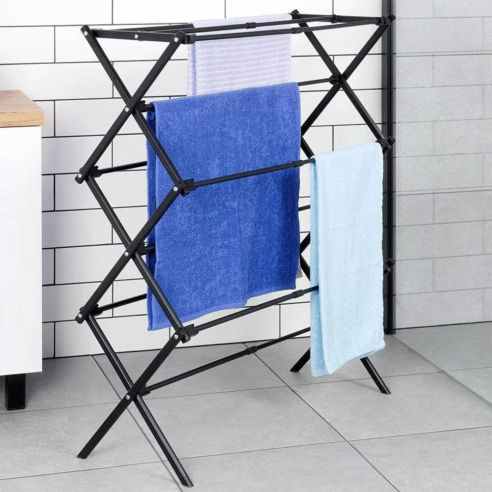Importdistrib - Etendoir a linge vertical extensible en métal noir 47-78 x 94 cm - Image 3