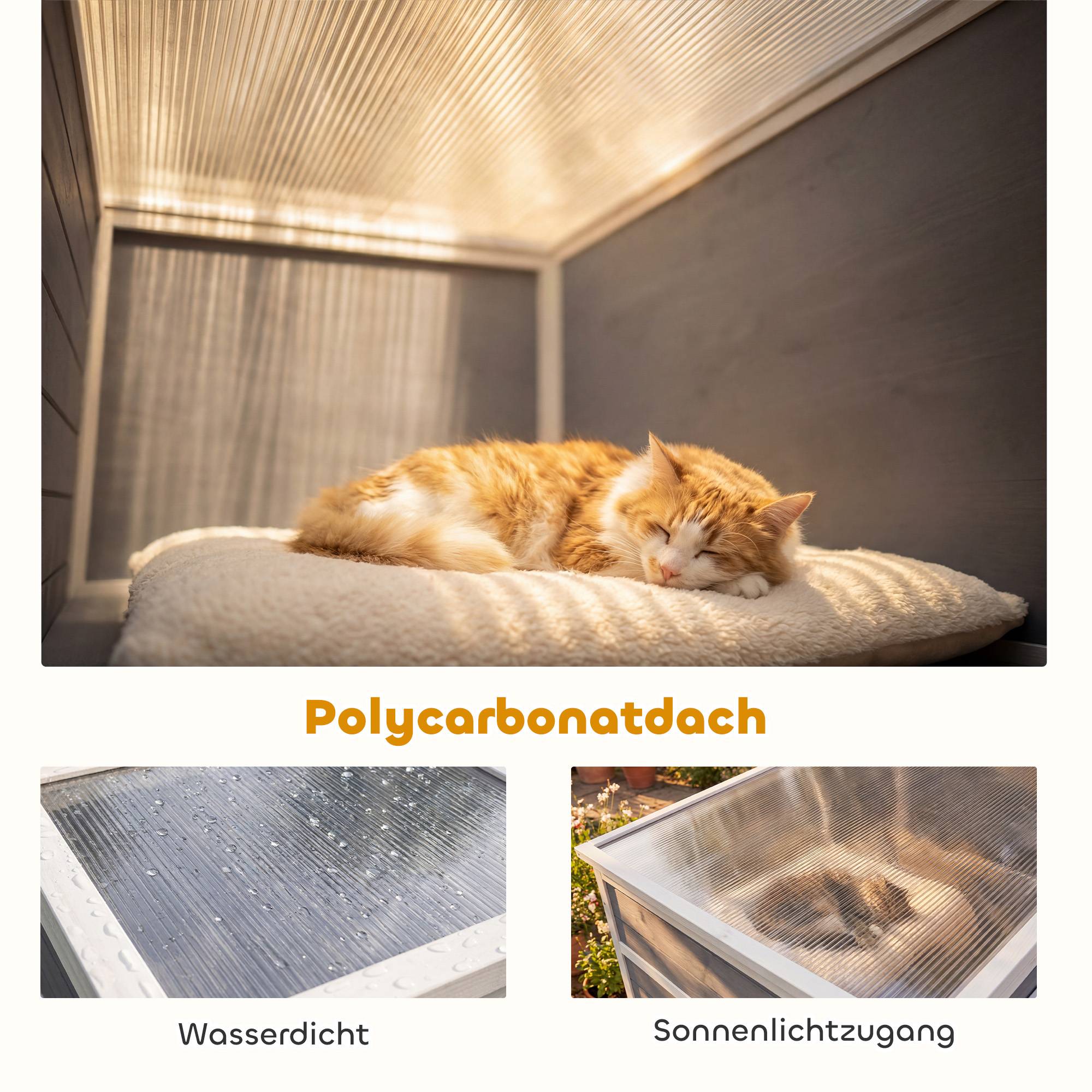 ComfortXL - Enclos pour chat extérieur bois gris avec 3 plateformes et toit résistant pour 3 à 4 chats jusqu’à 10 kg - Image 6
