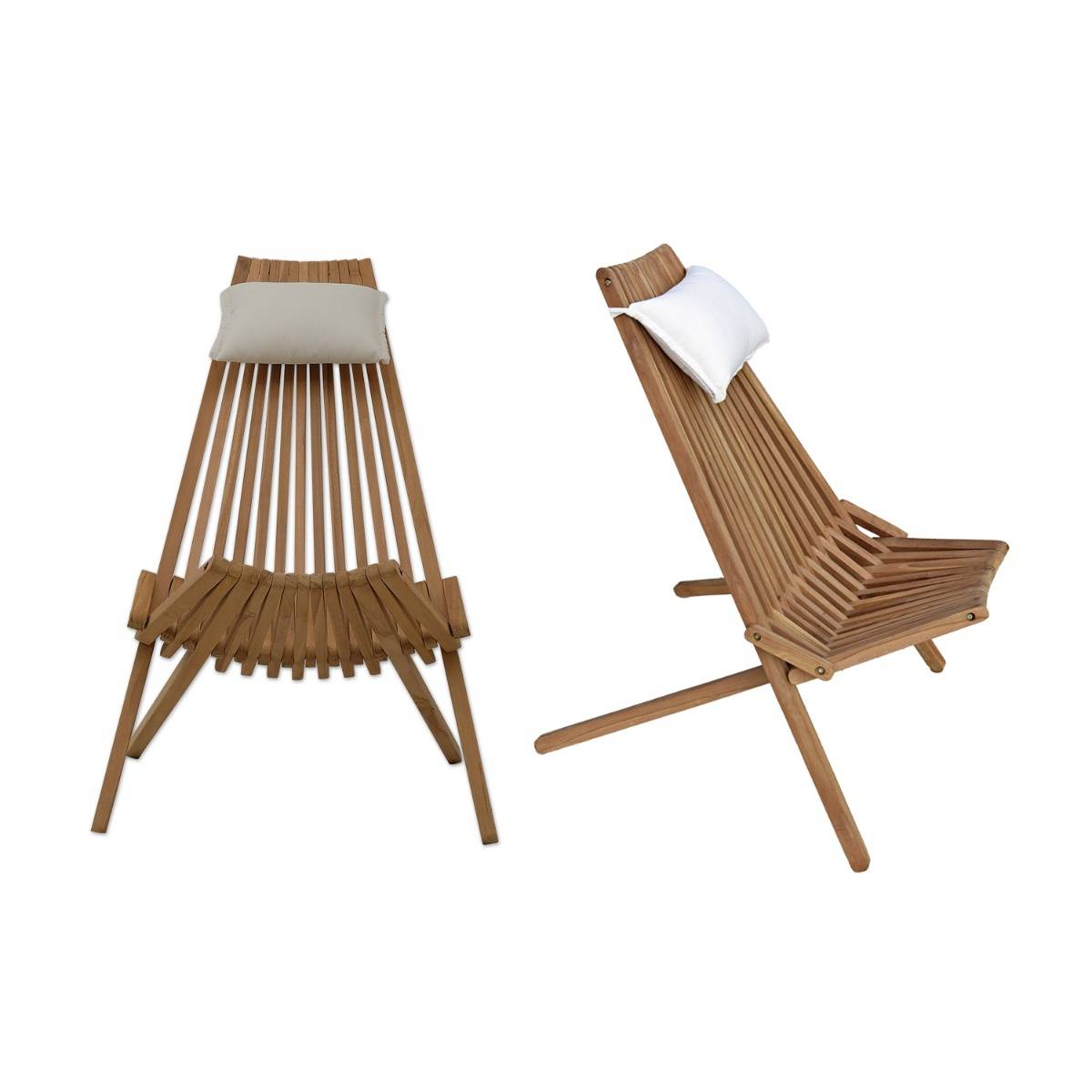 Teck'Attitude - Chaises longues pliables en teck massif Santiago (lot de 2) - TECK'Attitude - Image 1