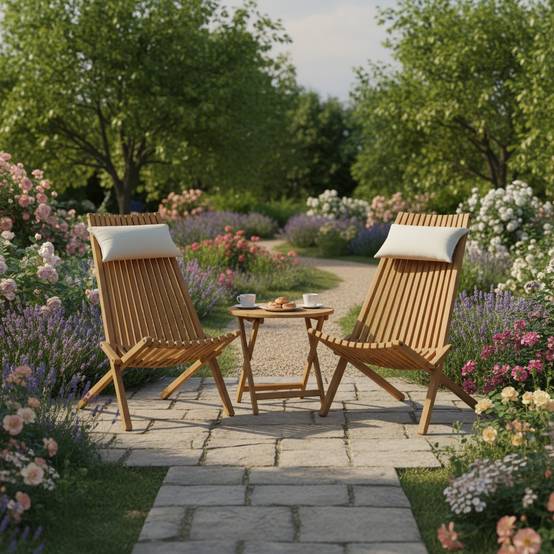 Teck'Attitude - Chaises longues pliables en teck massif Santiago (lot de 2) - TECK'Attitude - Image 7