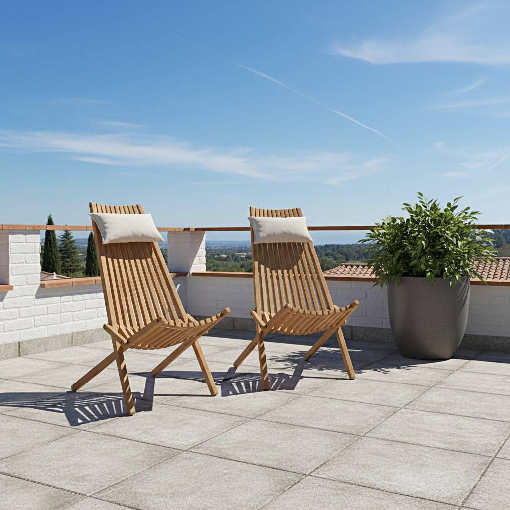 Teck'Attitude - Chaises longues pliables en teck massif Santiago (lot de 2) - TECK'Attitude - Image 8