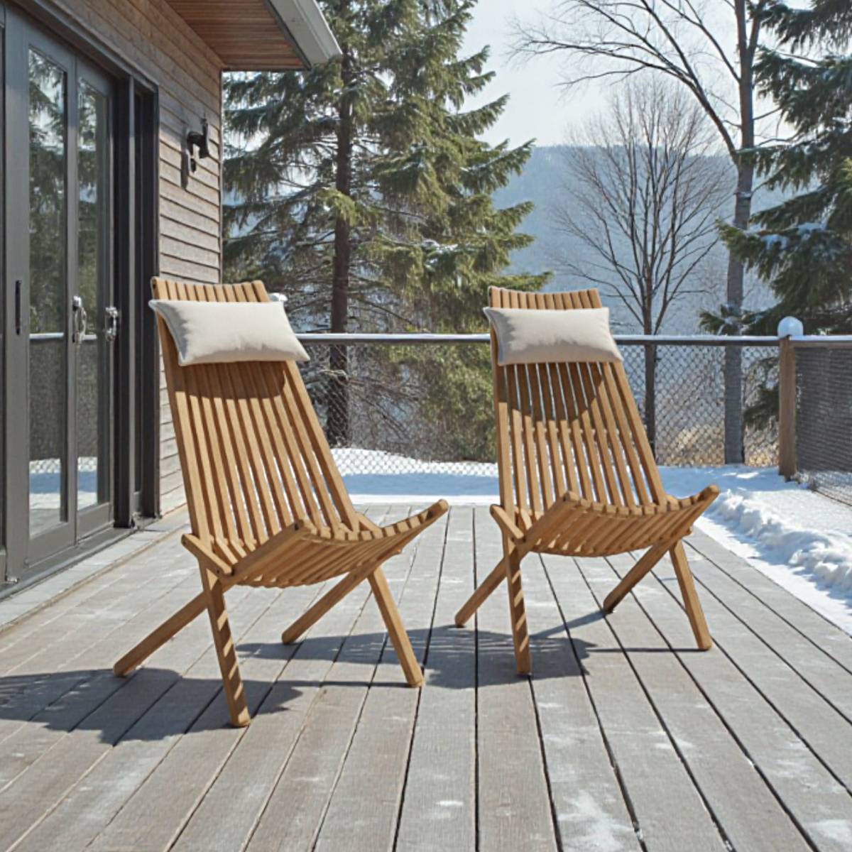 Teck'Attitude - Chaises longues pliables en teck massif Santiago (lot de 2) - TECK'Attitude - Image 2