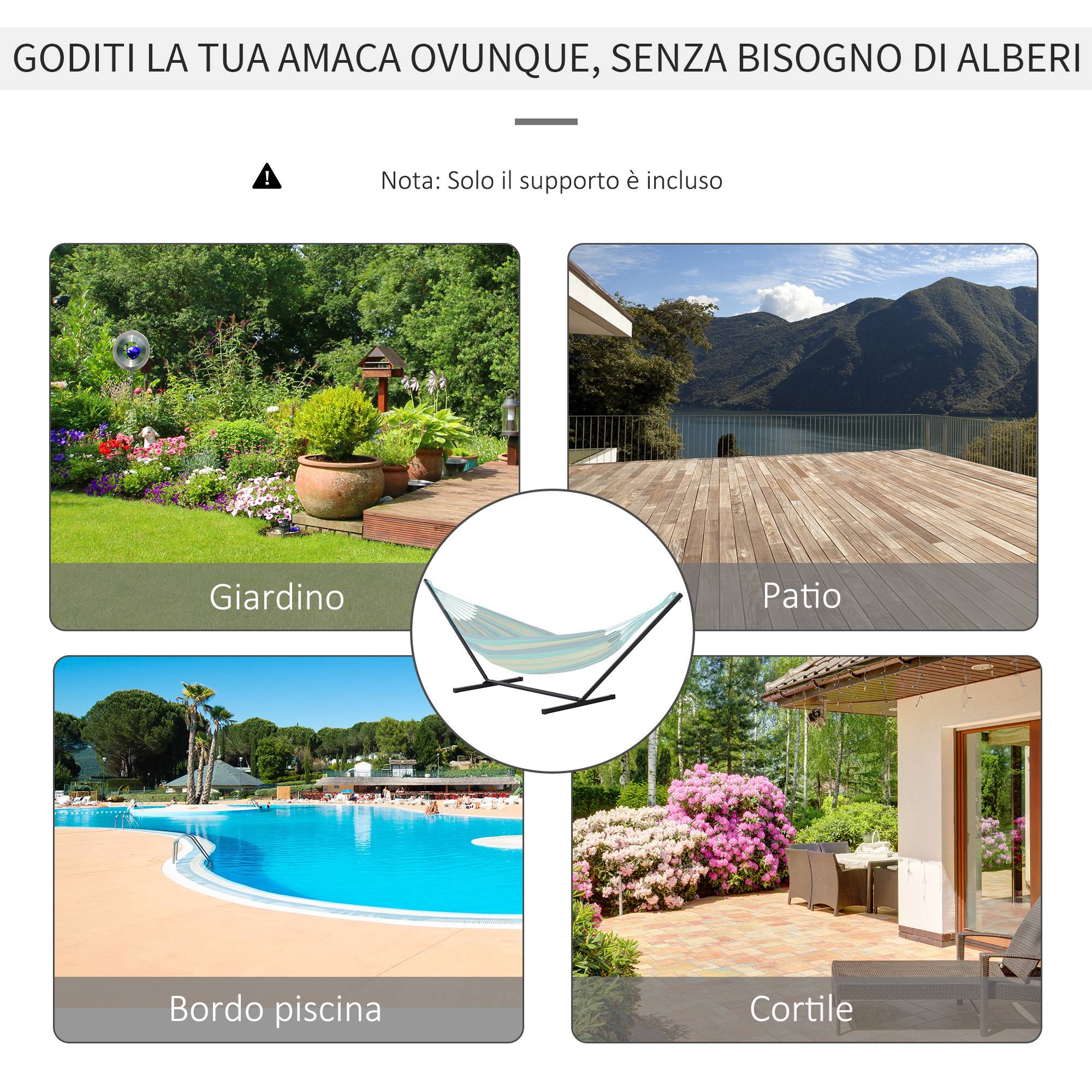 Support hamac métal pour jardin extérieur accueil 360cm 360x92x112cm noir - ComfortXL Outdoor Living - Image 6