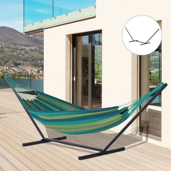 Support hamac métal pour jardin extérieur accueil 360cm 360x92x112cm noir - ComfortXL Outdoor Living - Image 9