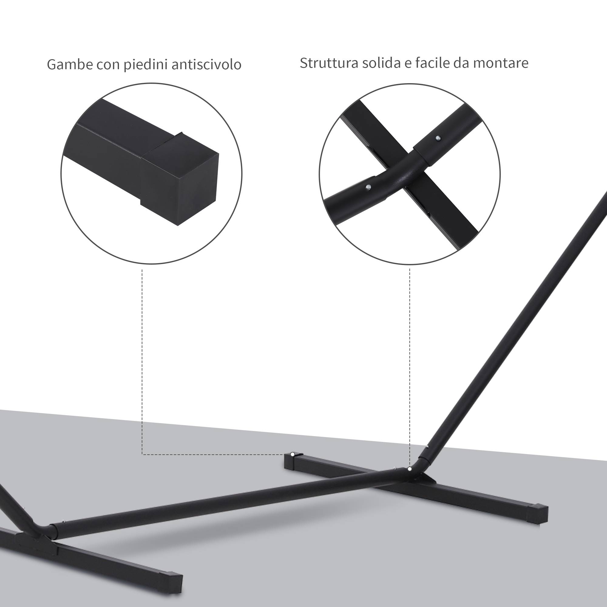 Support hamac métal pour jardin extérieur accueil 360cm 360x92x112cm noir - ComfortXL Outdoor Living - Image 8