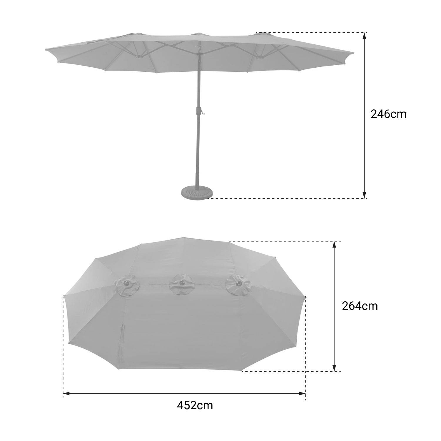 Happy Garden - Parasol double 2,7x4,6m LINAI gris - HAPPY GARDEN - Imagen 4