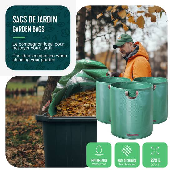 Vounot - Sac de jardin 272L Lot de 3 sacs XXL - Image 7