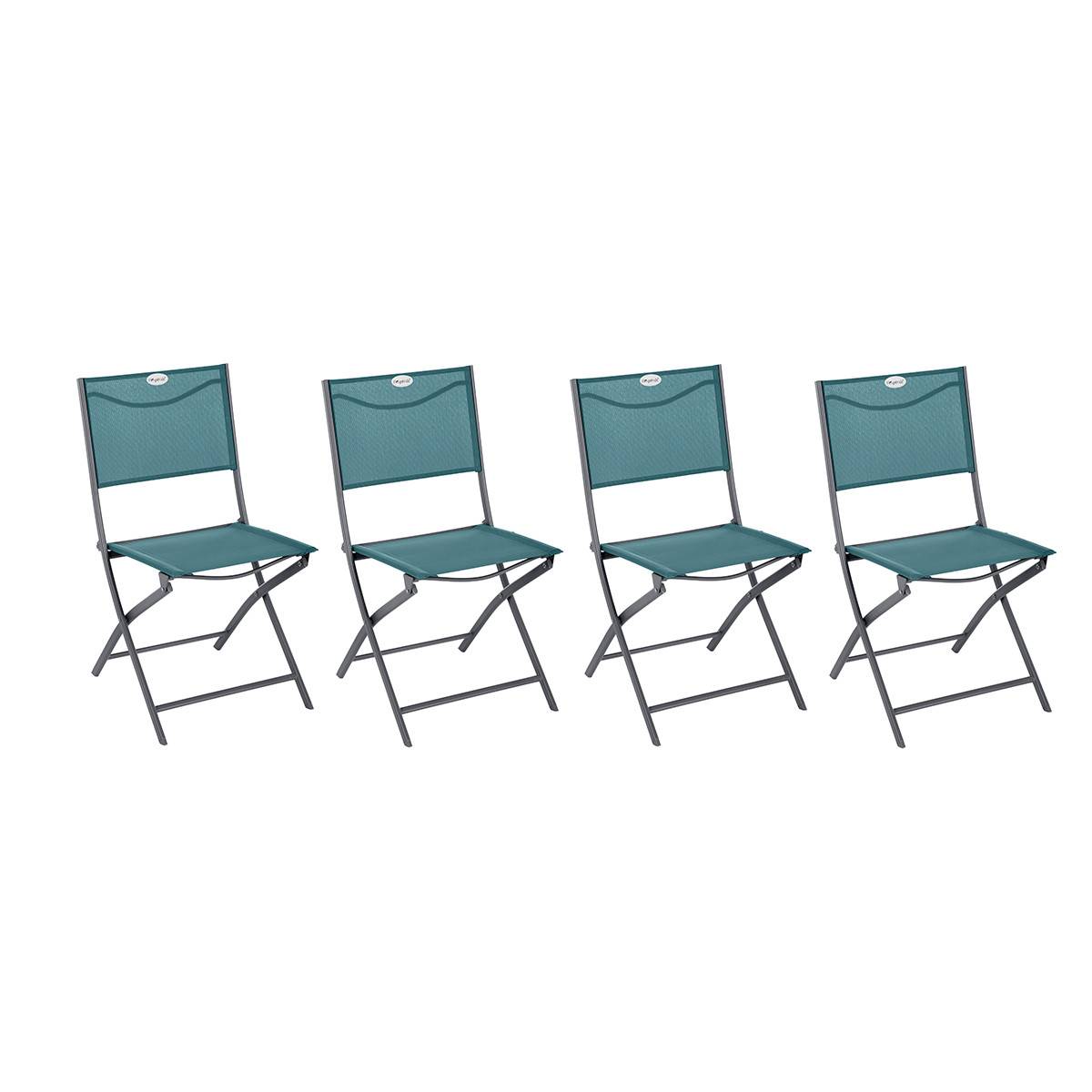 Hesperide - Lot de 4 chaises de jardin pliantes "Modula" bleu canard & graphite acier traité époxy - Hespéride - Imagen 1