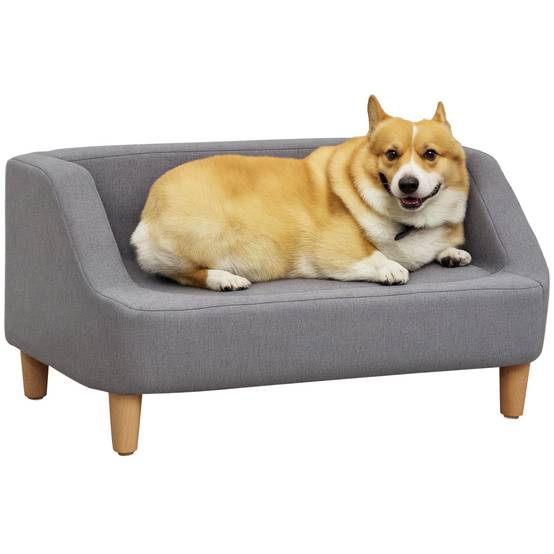 Canapé lit chien chat tissu effet lin scandinave déhoussable confortable 75x55x39cm gris - ComfortXL Outdoor Living - Image 1