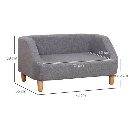 Canapé lit chien chat tissu effet lin scandinave déhoussable confortable 75x55x39cm gris - ComfortXL Outdoor Living - Image 5