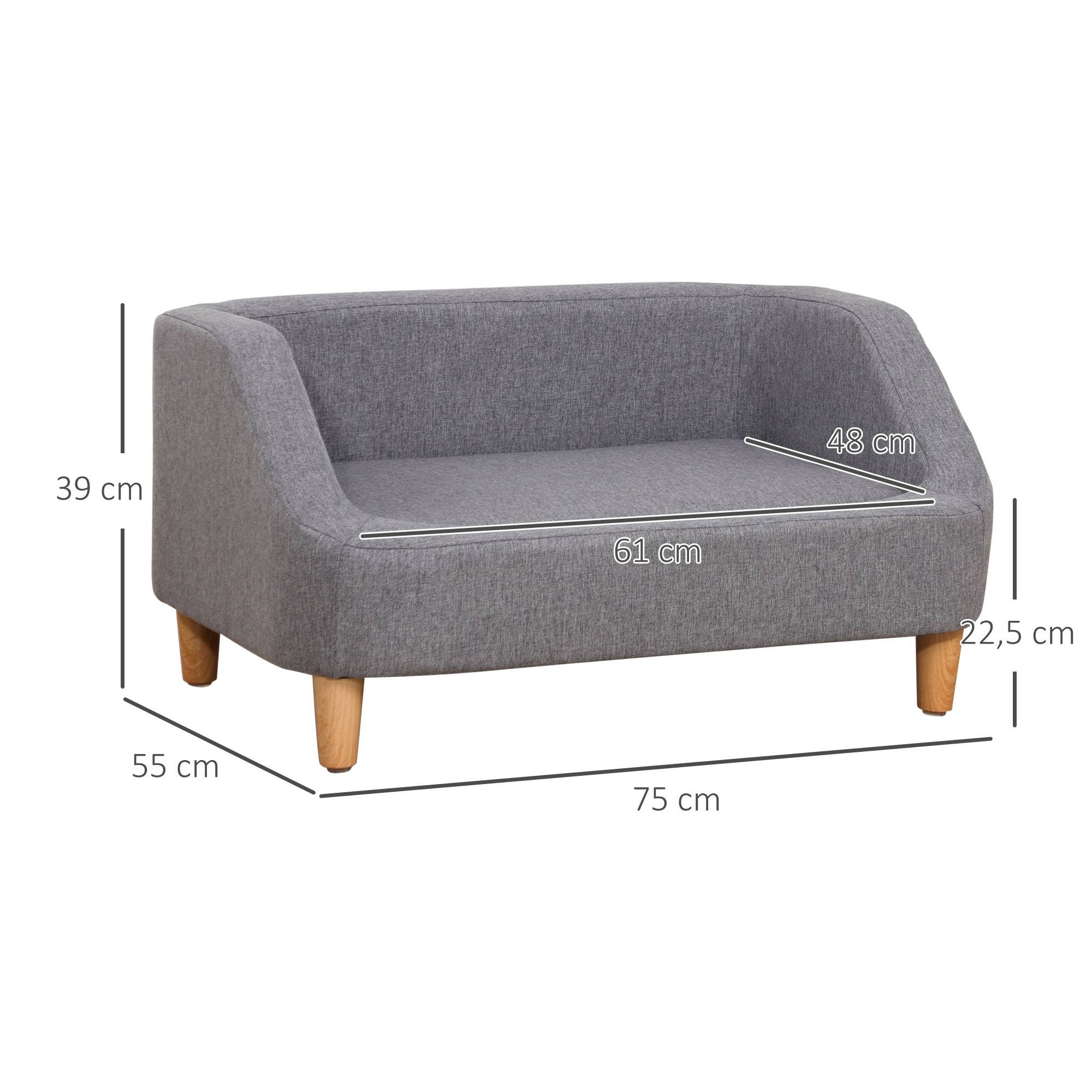 Canapé lit chien chat tissu effet lin scandinave déhoussable confortable 75x55x39cm gris - ComfortXL Outdoor Living - Image 5
