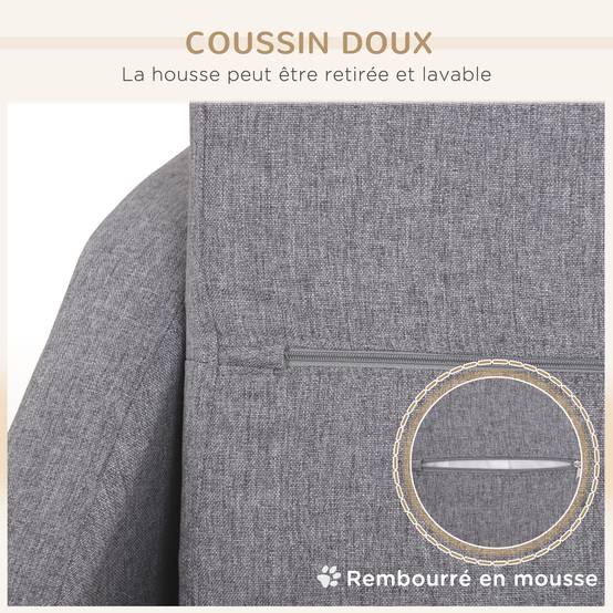Canapé lit chien chat tissu effet lin scandinave déhoussable confortable 75x55x39cm gris - ComfortXL Outdoor Living - Image 7