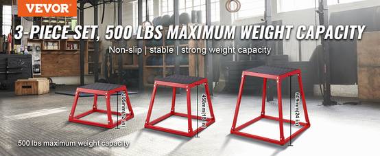 Vevor - VEVOR Boîte pliométrique 3 pcs 305/458/609 mm, capacité 227 kg, antidérapante, empilable, pour musculation, crossfit et entraînement à domicile. - Image 9