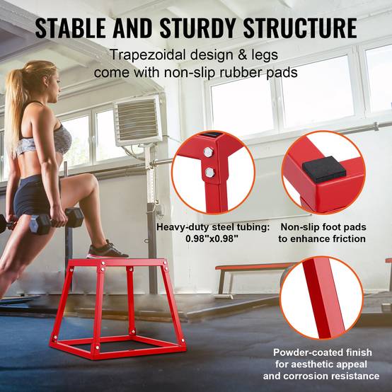 Vevor - VEVOR Boîte pliométrique 3 pcs 305/458/609 mm, capacité 227 kg, antidérapante, empilable, pour musculation, crossfit et entraînement à domicile. - Image 4