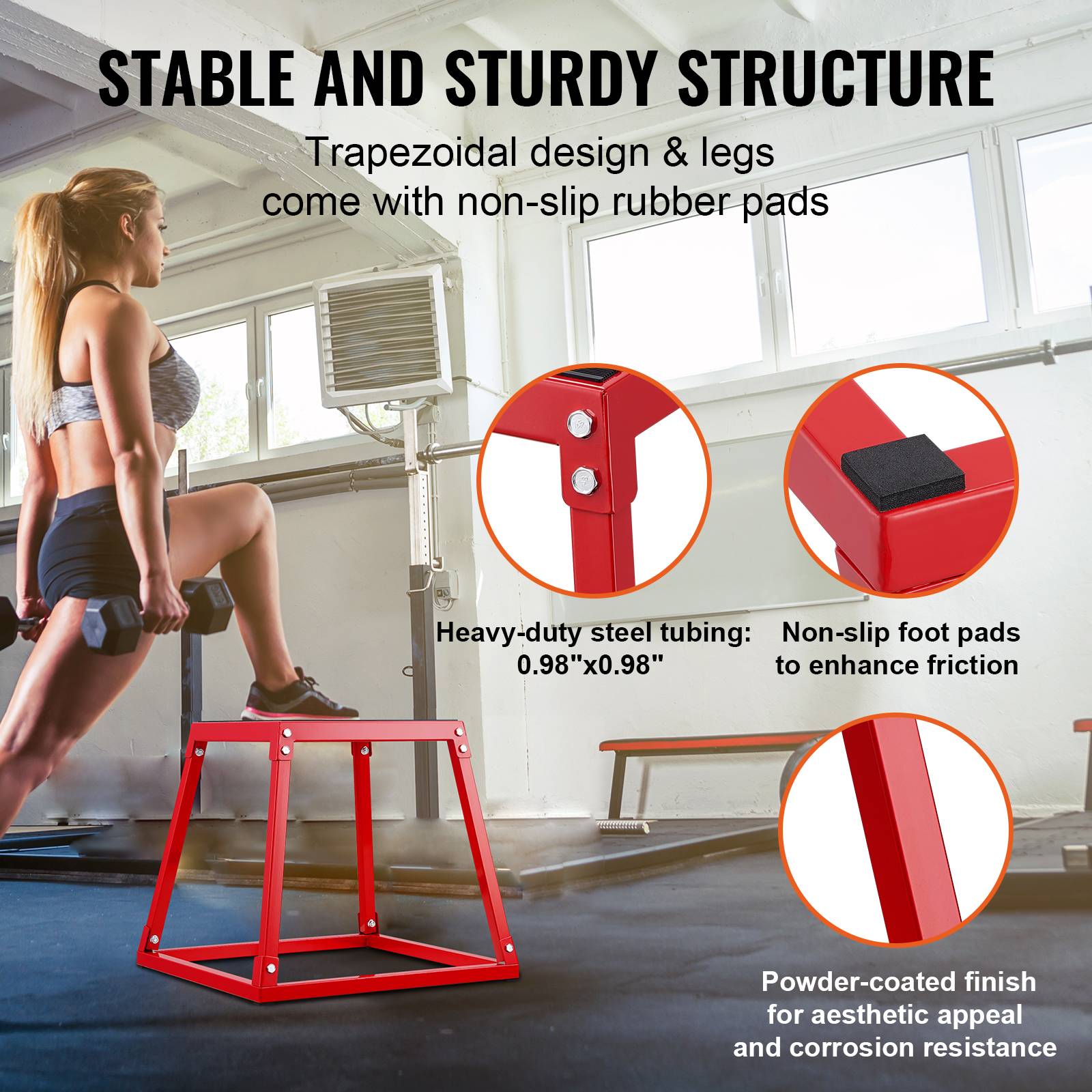 Vevor - VEVOR Boîte pliométrique 3 pcs 305/458/609 mm, capacité 227 kg, antidérapante, empilable, pour musculation, crossfit et entraînement à domicile. - Image 4