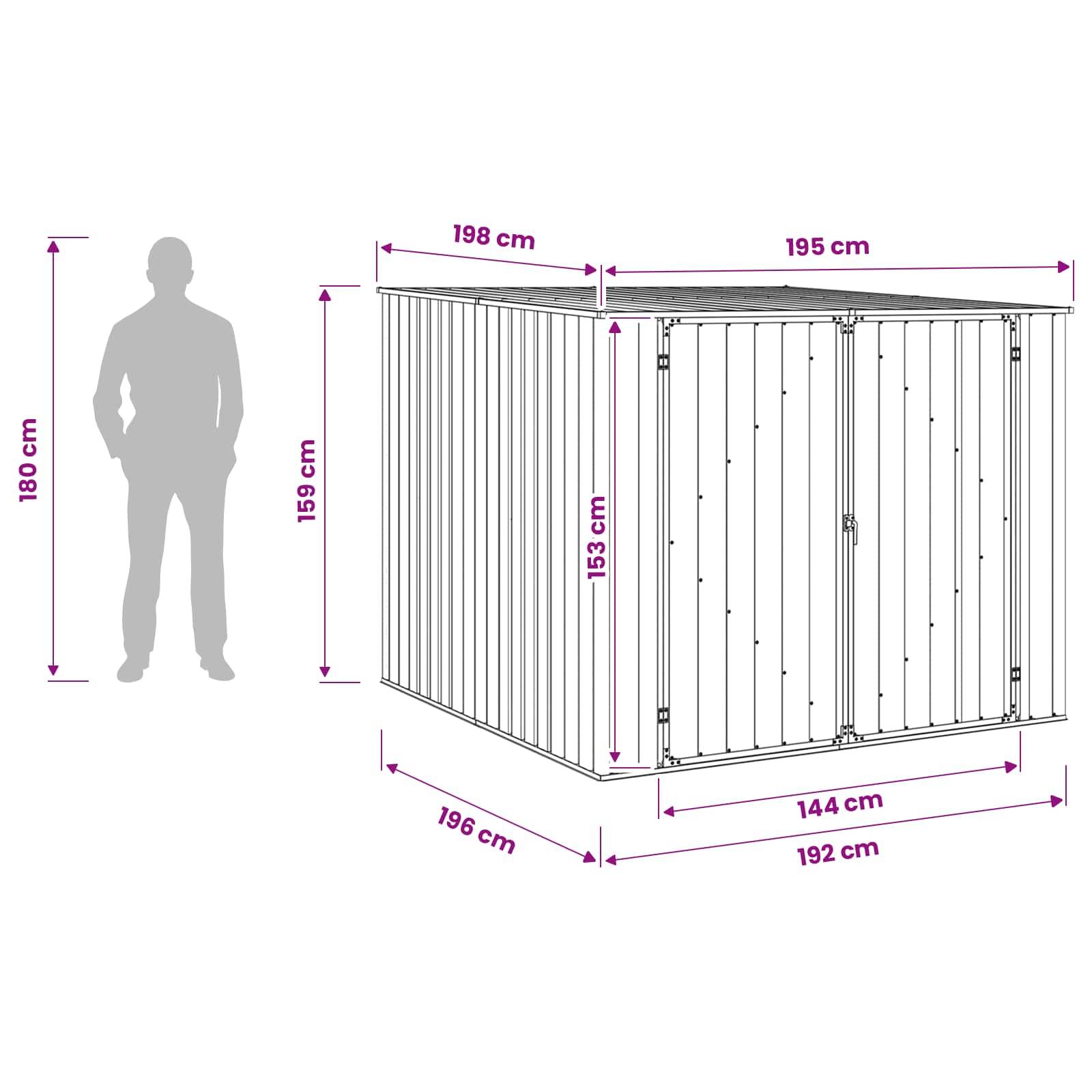 Vidaxl - Abri de jardin Vert 195x198x159 cm Métal galvanisé 3.9m² vidaXL 46253 - Image 3