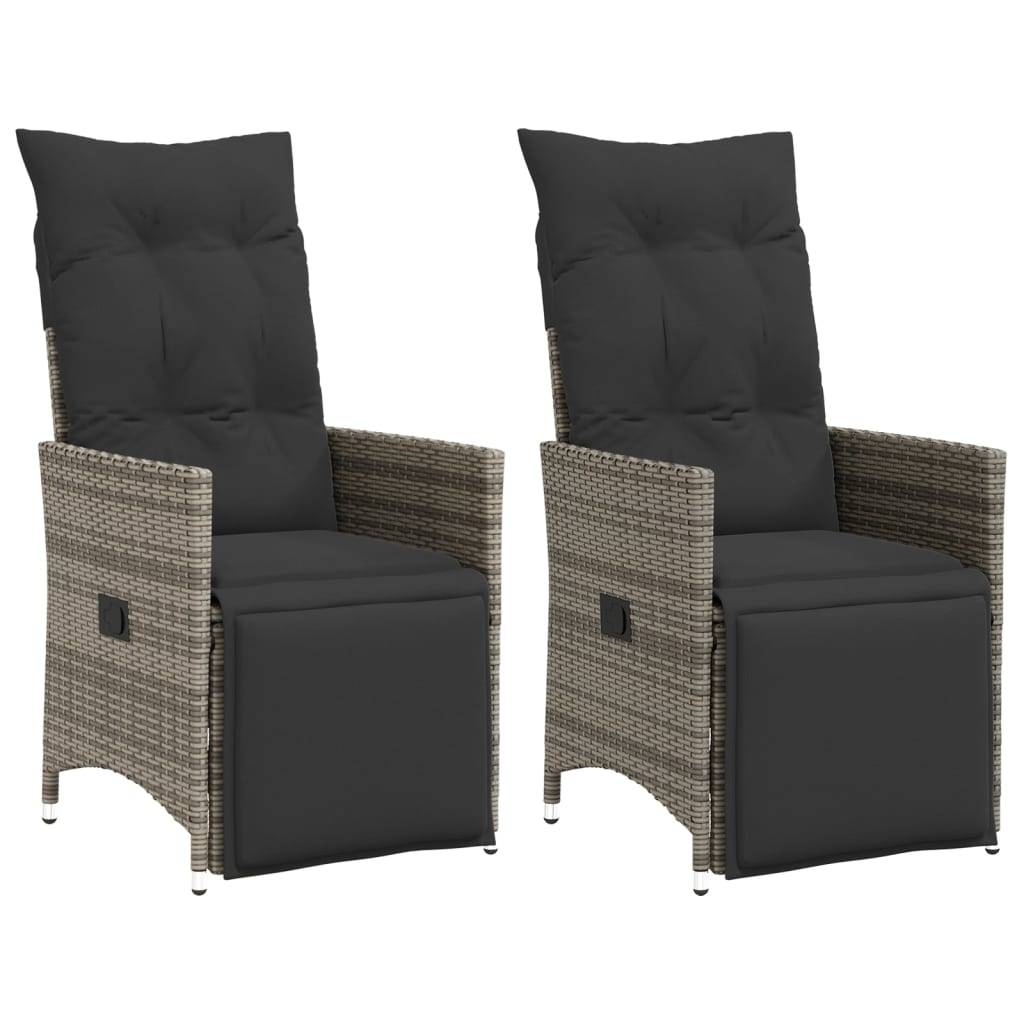 Chaise Inclinable de Jardin avec Coussins Gris Résine Tressée 56 x 59 x 92 cm, Poids :19.8kg - PANGIVO - Image 1