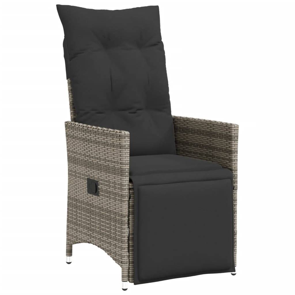 Chaise Inclinable de Jardin avec Coussins Gris Résine Tressée 56 x 59 x 92 cm, Poids :19.8kg - PANGIVO - Image 3
