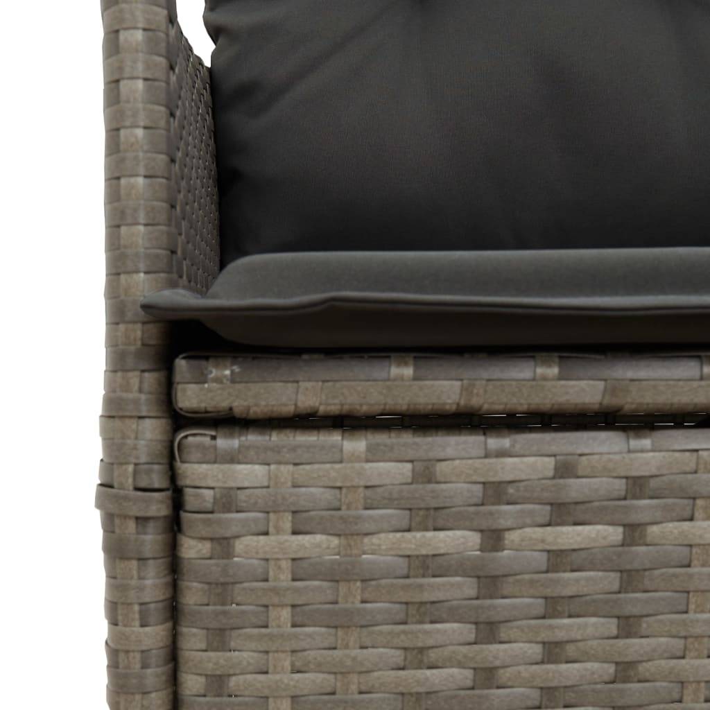 Chaise Inclinable de Jardin avec Coussins Gris Résine Tressée 56 x 59 x 92 cm, Poids :19.8kg - PANGIVO - Image 8