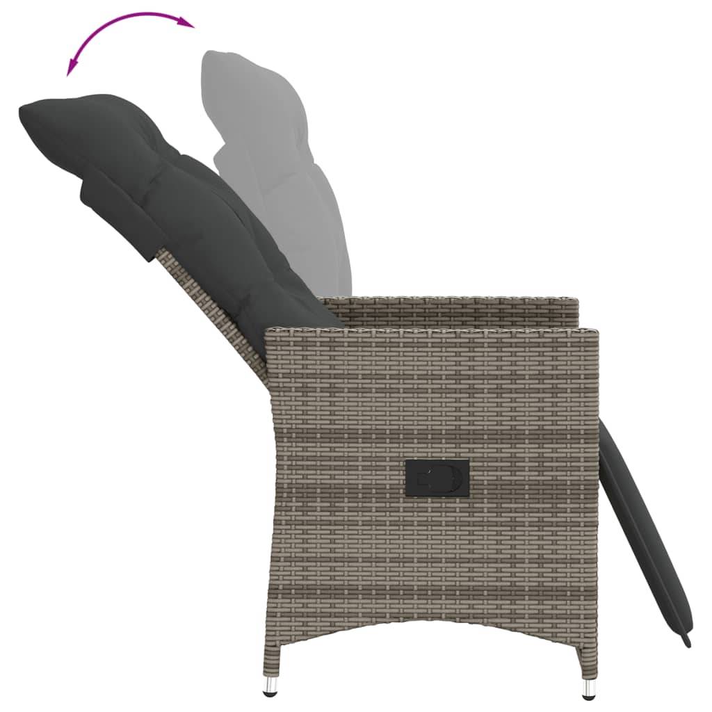 Chaise Inclinable de Jardin avec Coussins Gris Résine Tressée 56 x 59 x 92 cm, Poids :19.8kg - PANGIVO - Image 7