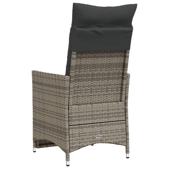Chaise Inclinable de Jardin avec Coussins Gris Résine Tressée 56 x 59 x 92 cm, Poids :19.8kg - PANGIVO - Image 6