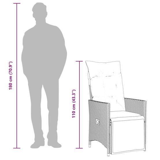 Chaise Inclinable de Jardin avec Coussins Gris Résine Tressée 56 x 59 x 92 cm, Poids :19.8kg - PANGIVO - Image 10