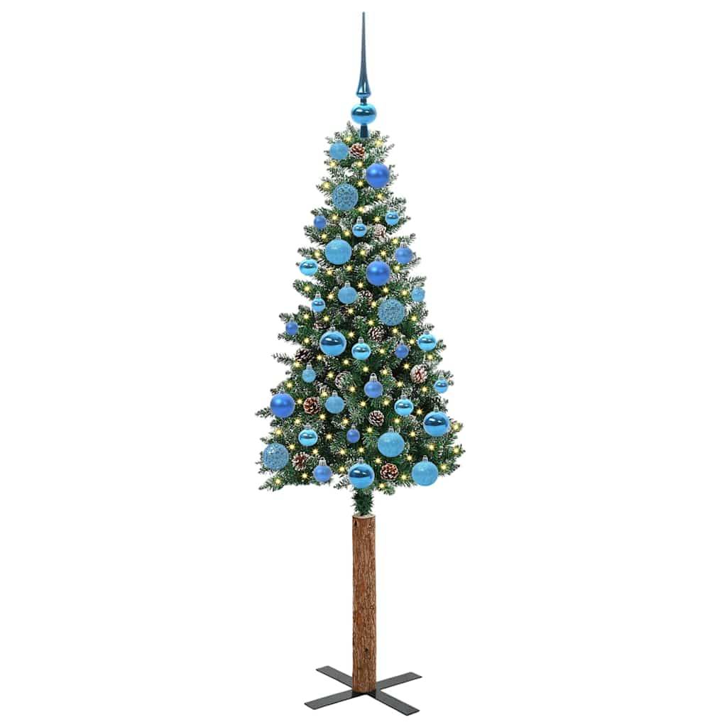 Sapin de Noël | Arbre de Noël mince Vert 150 cm PVC et bois de pin massif Maison Chic - Image 3