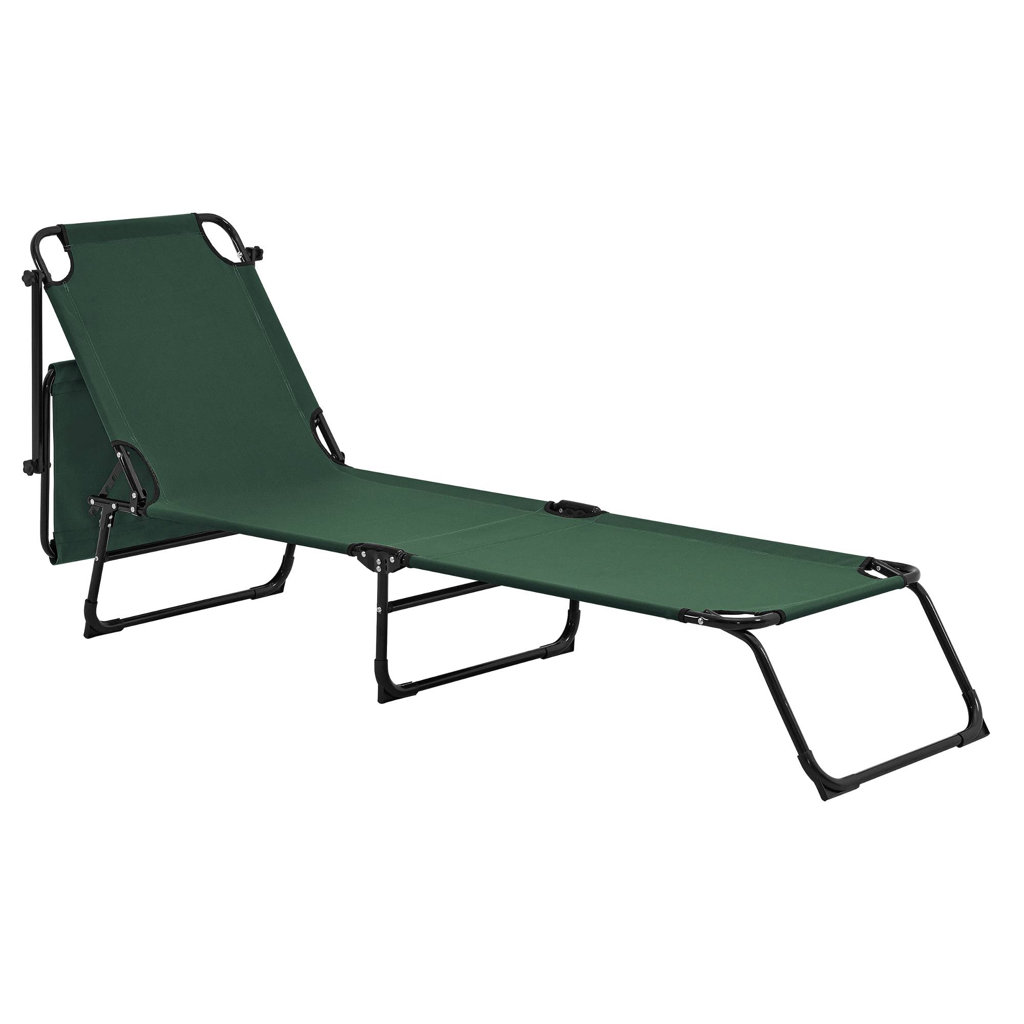 Casa.Pro - Tumbona Plegable Lomeda con Parasol Verde Oscuro 187 x 53 x 27 cm [casa.pro] - Imagen 5