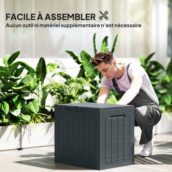 ComfortXL - Coffre de jardin PP 97 L gris foncé 56 x 41 x 50 cm rangement étanche portable - ComfortXL Outdoor Living - Image 5